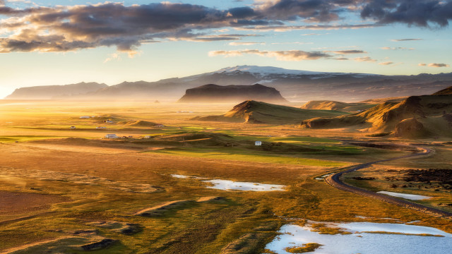 Scenic valley mountain river clouds free wallpaper - medium preview image