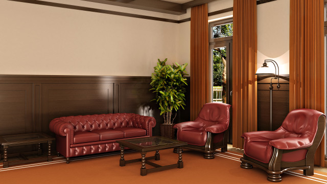 Living room red leather couch free wallpaper - medium preview image