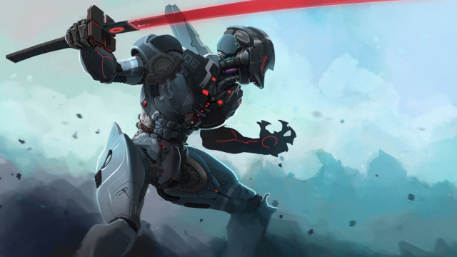 Robot sword redlight futuristic space free wallpaper - medium preview image