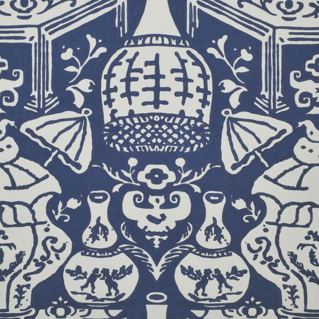 Blue white pattern vase birds free wallpaper - medium preview image