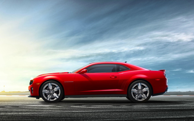 Red sports car runway cloudy #2 free wallpaper - medium preview image