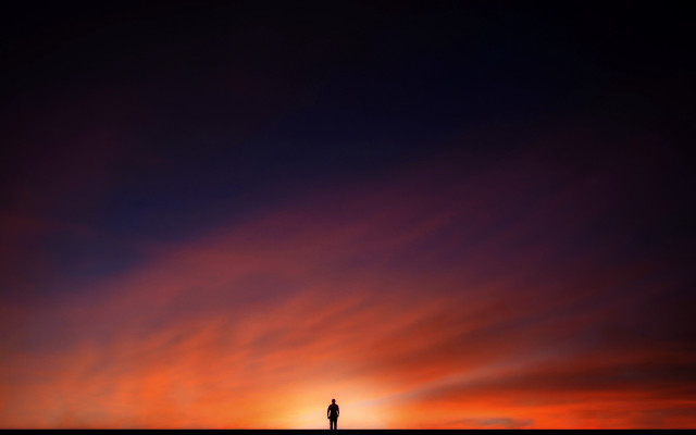 Hill sunset awe minimalism cloudy free wallpaper - medium preview image