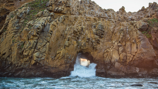 Cave entrance ocean rock cliff free wallpaper - medium preview image