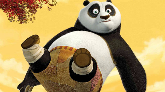 Panda holding object tree autumn free wallpaper - medium preview image