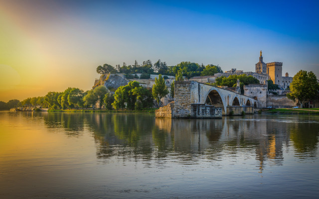 Bridge river castle sunset architecture free wallpaper - medium preview image
