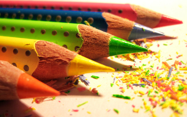 Colored pencils crayons child drawing free wallpaper - medium preview image