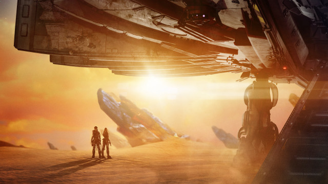 Sci fi desert ship matte free wallpaper - medium preview image