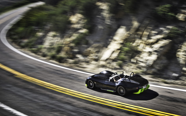 Black car winding road mountain free wallpaper - medium preview image