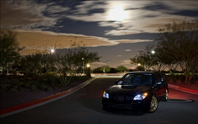 Night moon car park city free wallpaper - medium preview image