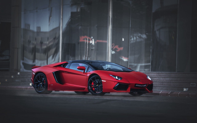 Red sports car building large #2 free wallpaper - medium preview image