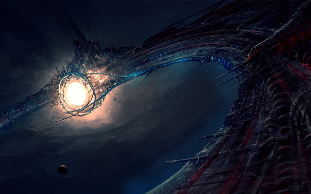 Sci fi space city lights free wallpaper - medium preview image