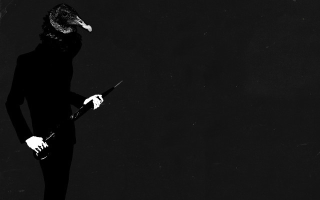 Man suit gun bird dark free wallpaper - medium preview image