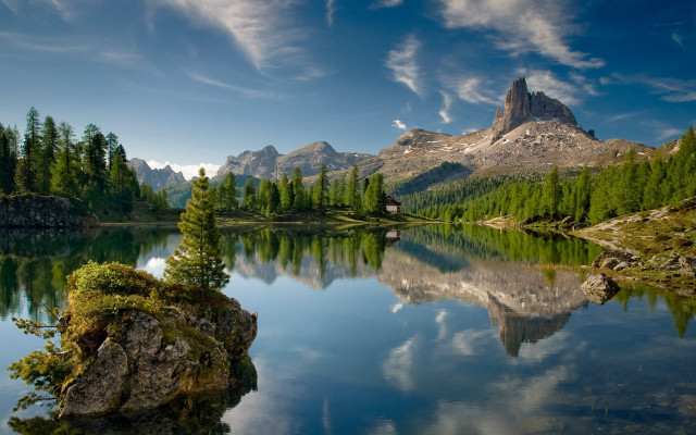Mountain lake reflection forest landscape #2 free wallpaper - medium preview image