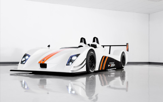 White racecar orange stripes front free wallpaper - medium preview image