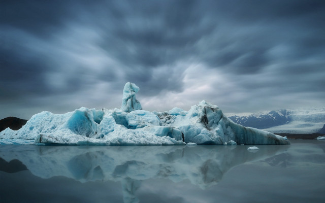 Iceberg lake mountains cloudy sky free wallpaper - medium preview image