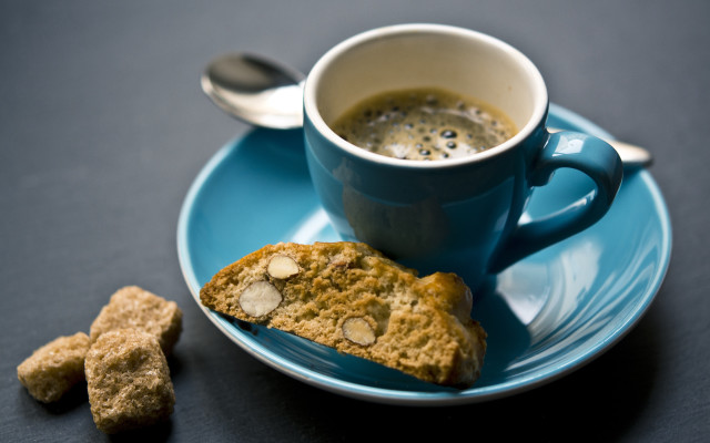 Coffee cookies plate spoons stilllife free wallpaper - medium preview image