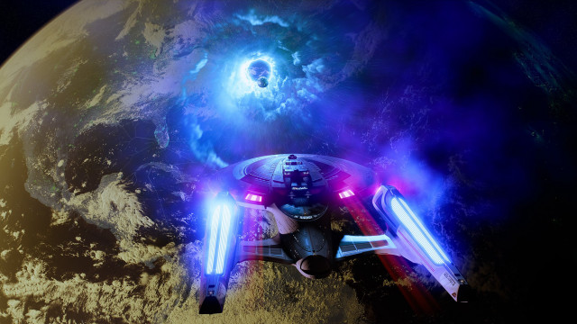 Space station planet star blue free wallpaper - medium preview image
