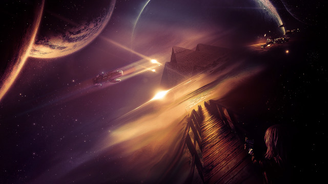 Space station planet star aurora free wallpaper - medium preview image