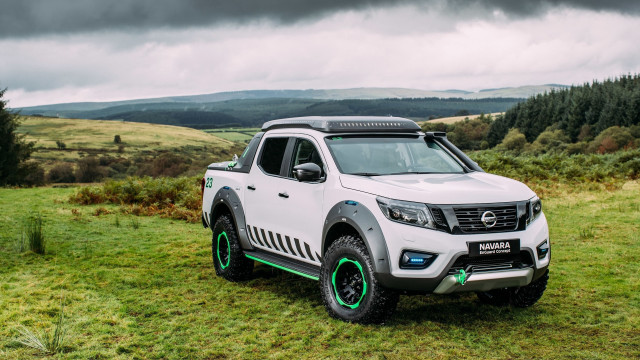 White truck green field forest free wallpaper - medium preview image