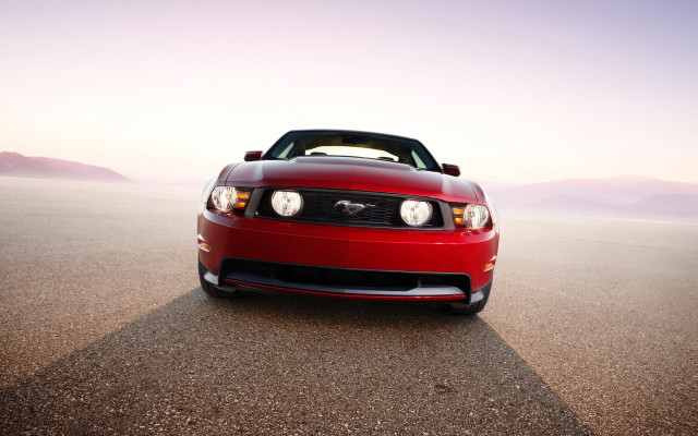 Red mustang desert road mountains #3 free wallpaper - medium preview image