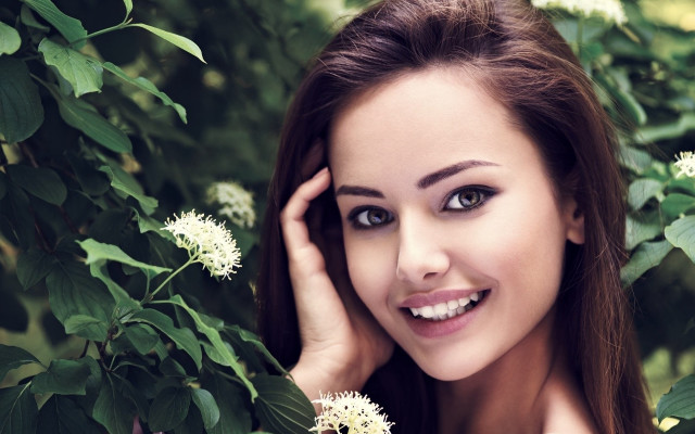Woman blue eyes bush white free wallpaper - medium preview image