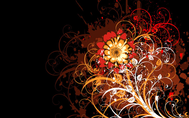Flower red yellow design white free wallpaper - medium preview image