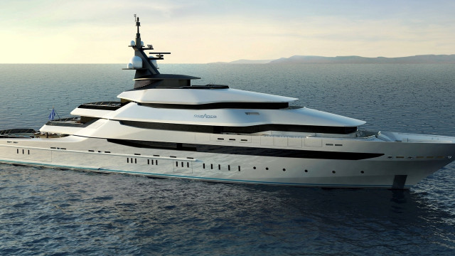 Large white boat ocean mountain free wallpaper - medium preview image