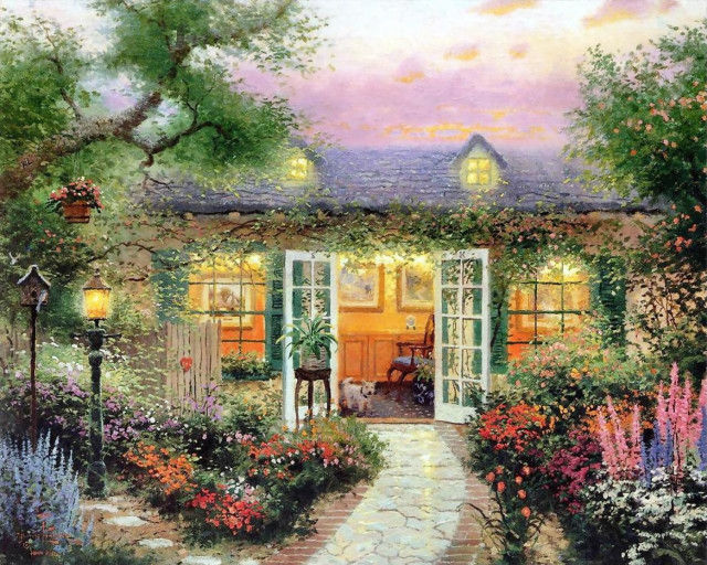 House garden pathway lamp post free wallpaper - medium preview image