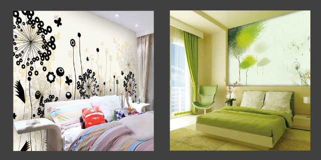 Bedroom green bed white wall free wallpaper - medium preview image