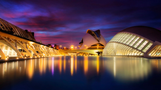 Bridge water building night lights free wallpaper - medium preview image