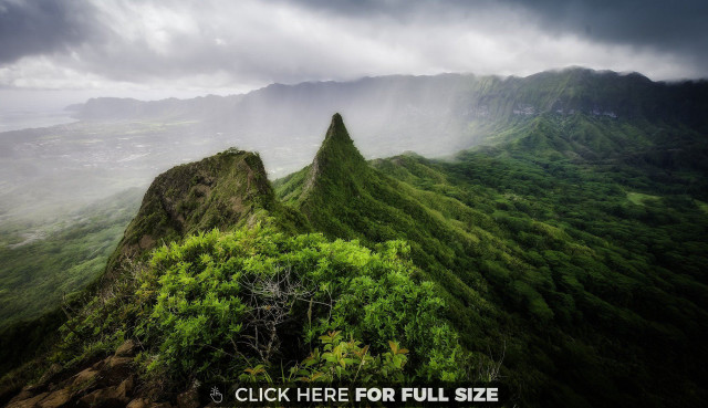 Tall green mountain cloudy sky free wallpaper - medium preview image
