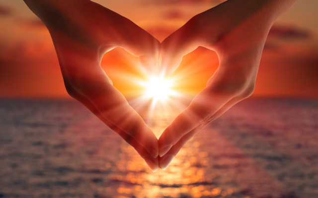 Heart hands sunset ocean flame free wallpaper - medium preview image