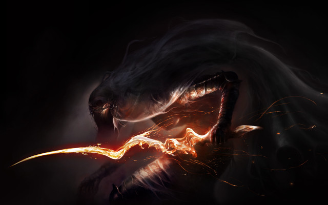 Glowing monster battle fire sword free wallpaper - medium preview image