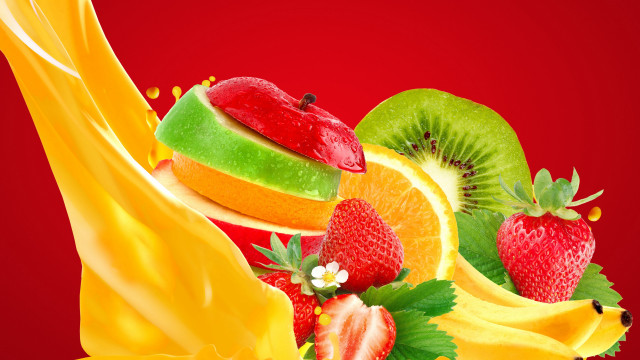 Fruit salad orange strawberry kiwi free wallpaper - medium preview image