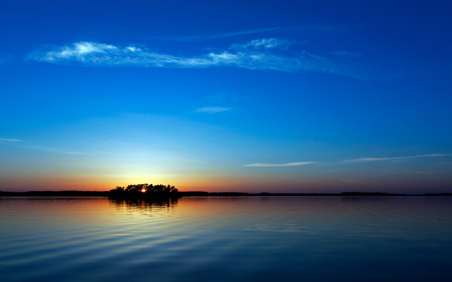 Sunset lake trees clouds magic free wallpaper - medium preview image