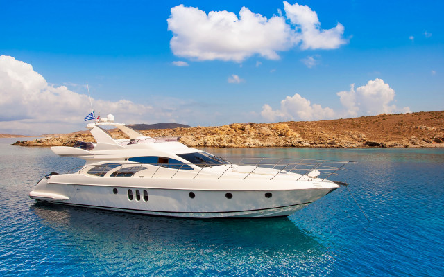 White boat ocean sky clouds free wallpaper - medium preview image