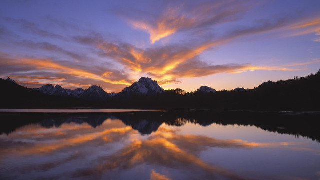 Sunset mountain lake reflection clouds #3 free wallpaper - medium preview image