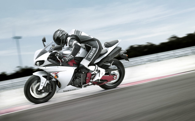 Motorcycle rider track sky trees free wallpaper - medium preview image