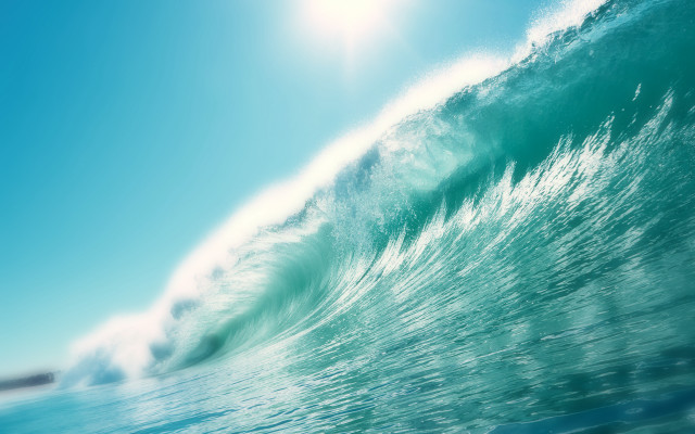 Large wave ocean sunny day free wallpaper - medium preview image