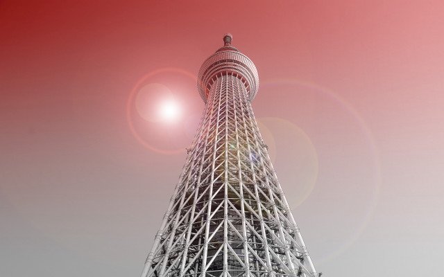Tall tower bright light red free wallpaper - medium preview image