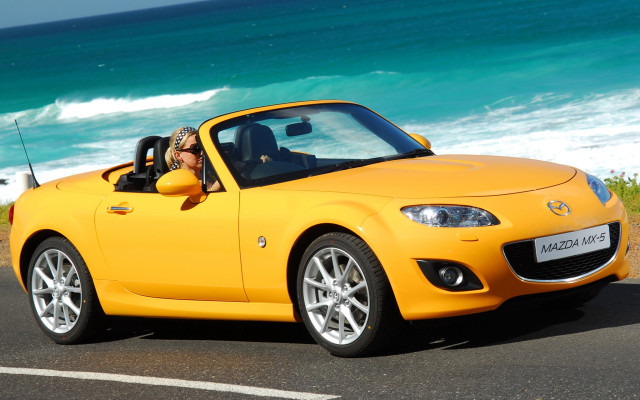 Yellow convertible ocean beach summer free wallpaper - medium preview image