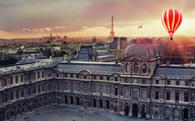 Hot air balloon paris sunset free wallpaper - medium preview image