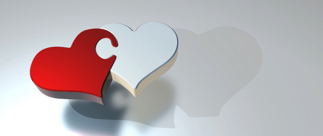 Two hearts puzzle shape shadow free wallpaper - medium preview image