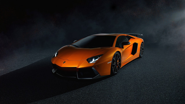 Orange sports car night fog free wallpaper - medium preview image