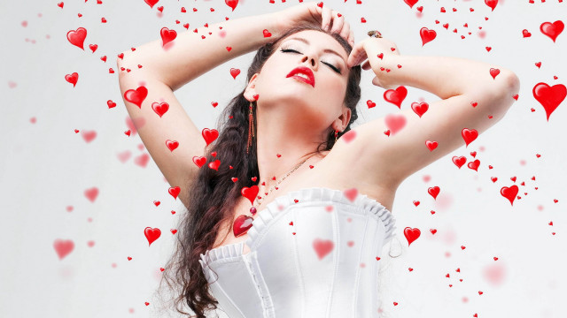Woman hearts romantic fashion kiss free wallpaper - medium preview image