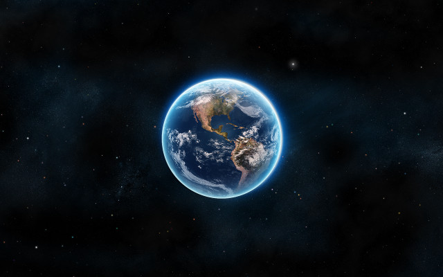 Earth blue white stars glow free wallpaper - medium preview image