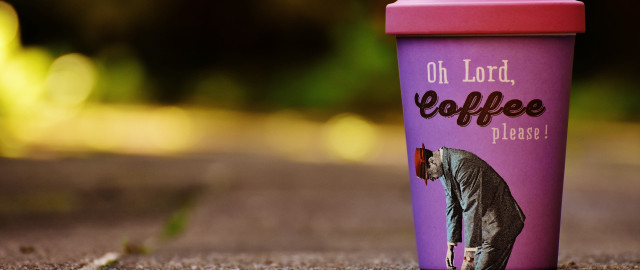 Coffee man kimono sidewalk blurry free wallpaper - medium preview image