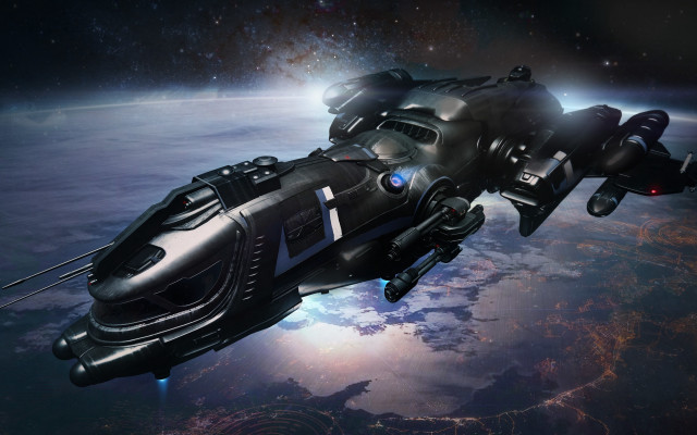 Futuristic space ship earth space free wallpaper - medium preview image
