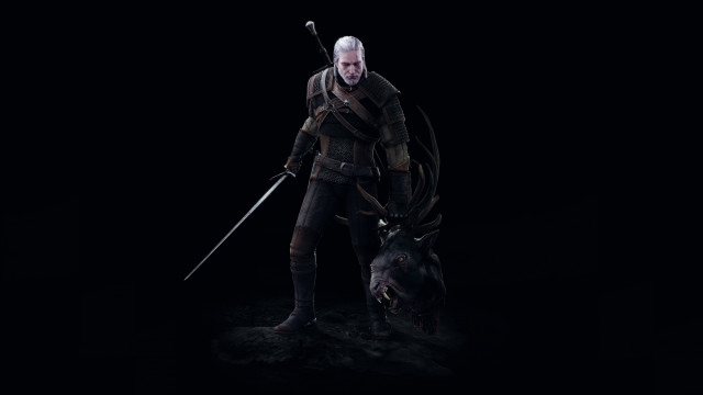 Black outfit man sword horse free wallpaper - medium preview image