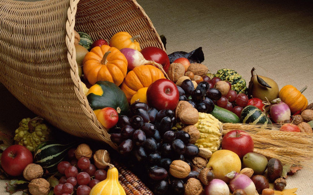 Harvest folk art fruit vegetables free wallpaper - medium preview image